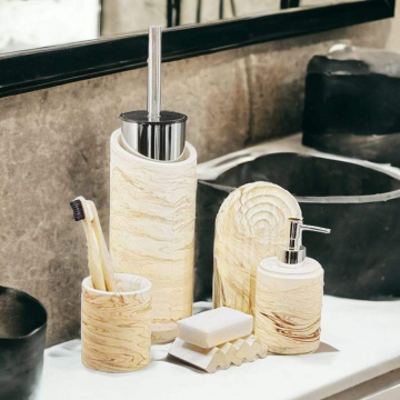 Marble Serisi Beton Banyo Seti ve Tuvalet Fırçalığı