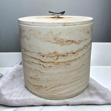Çöp Kovası Bej Mermer Desenli 4 Litre.