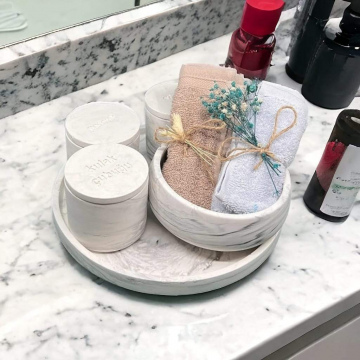 Marble Serisi  Havluluk Ve Organizerli ,tepsili Beton Banyo Seti 